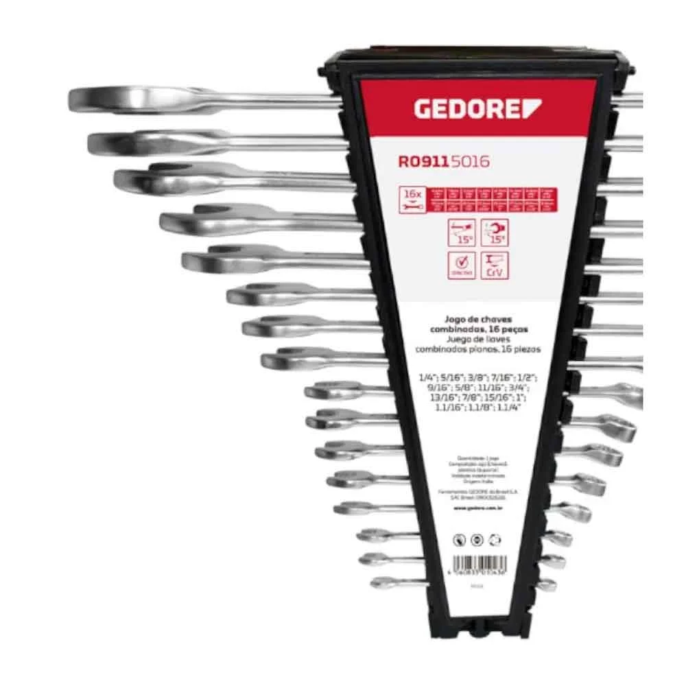 Jogo de Chaves Combinadas 1/4 pol a 1.1/4 pol 16 chaves 